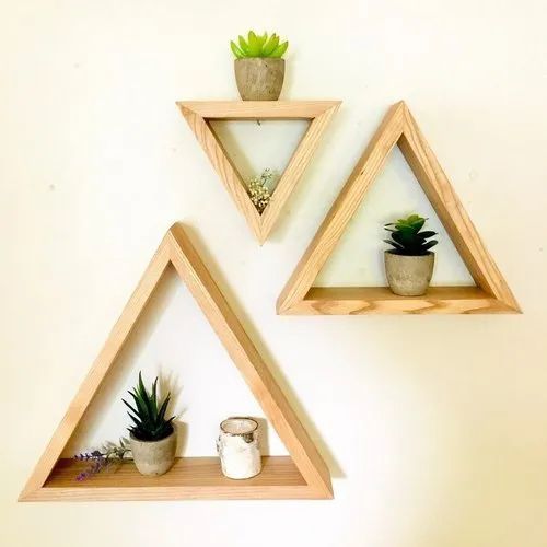 Wooden Triangle Wall Shelf Set of 3